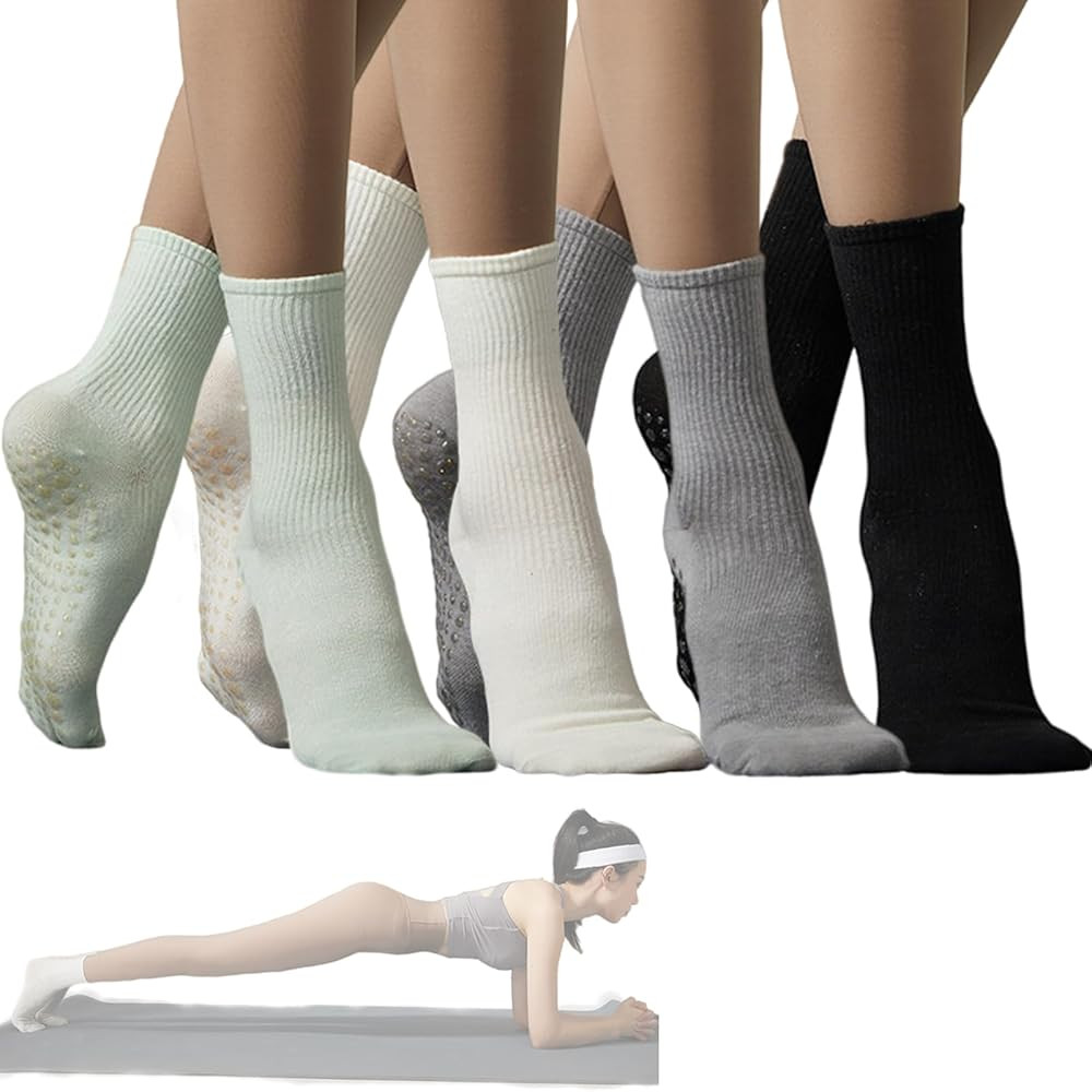 Grip Socks Women Pilates Yoga Socks Non Slip Barre Dance Hospital Running Cute Cotton Ankle Slipp... | Amazon (US)