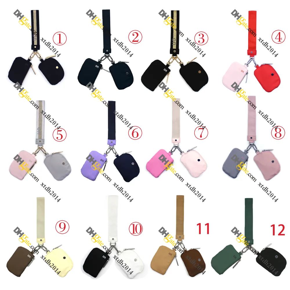 Lu Dual Pouch Wristlet Pink keychain Mini Yoga bag Detachable Xtdh2014 Mini Zip Around Wristlet W... | DHGate