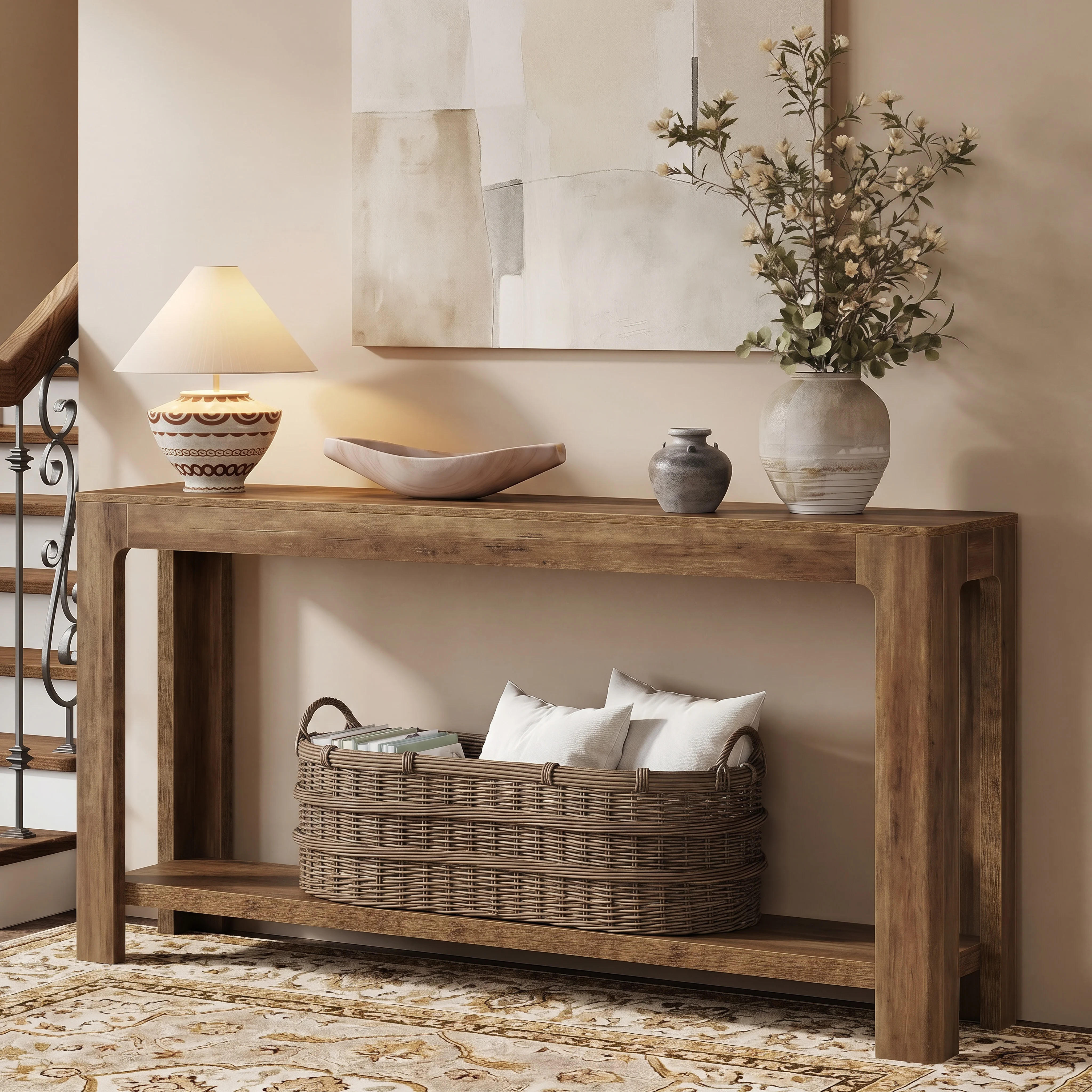 2-Tier Entryway Console Table, Narrow Long Sofa Table with Storage | Wayfair North America