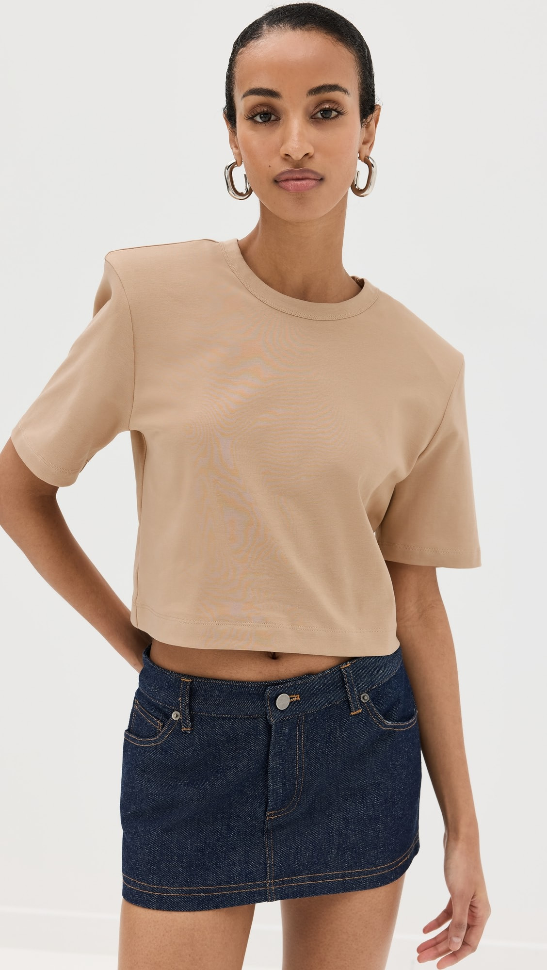 Crop Shoulder Pad T-Shirt | Shopbop