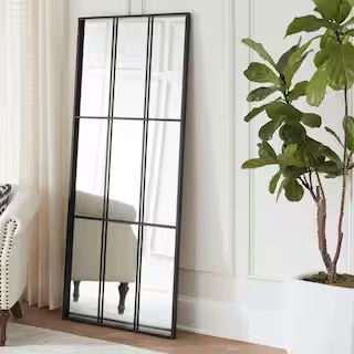 Oversized Black Metal Frame Windowpane Classic Floor Mirror (70 in. H x 29 in. W) | The Home Depot