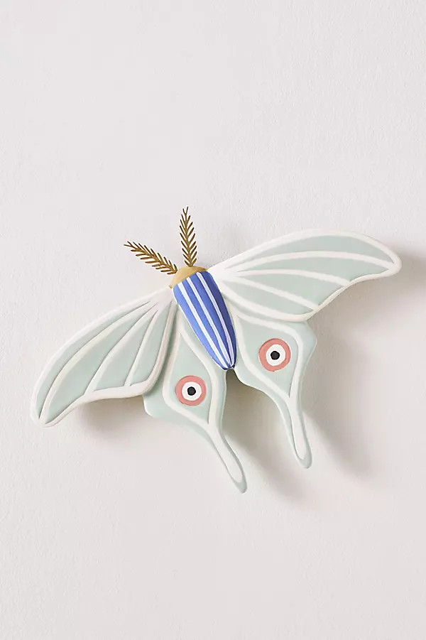 Sculpted Luna Moth Ceramic Wall Art Charm | Anthropologie (US)