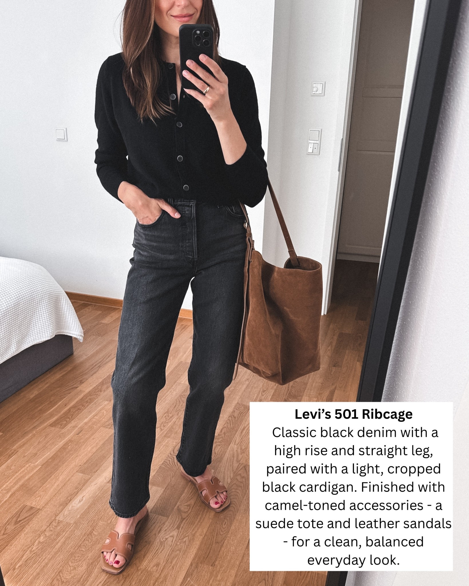 All black and camel accessories 
- Jeans - tts
- cardigan - runs small and slightly cropped 
