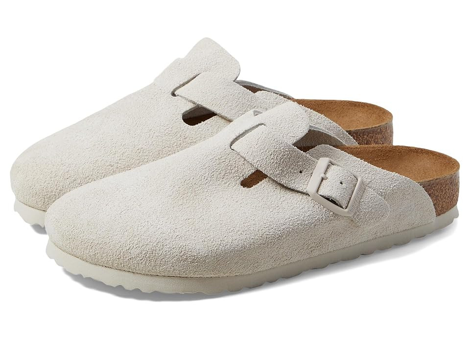 Birkenstock Boston Soft Footbed - Suede Women's Clog/Mule Shoes Antique White : EU 38 (US Women's 7-7.5) Narrow | Zappos
