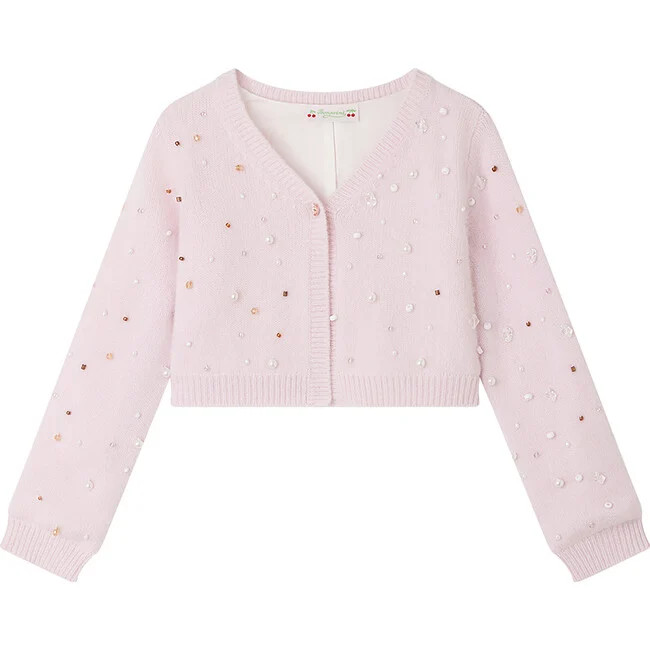 Bonpoint | Tholmine Cashmere Cropped Cardigan Sweater, Petal Pink (Multicolor, Size 10Y) | Maisonette | Maisonette