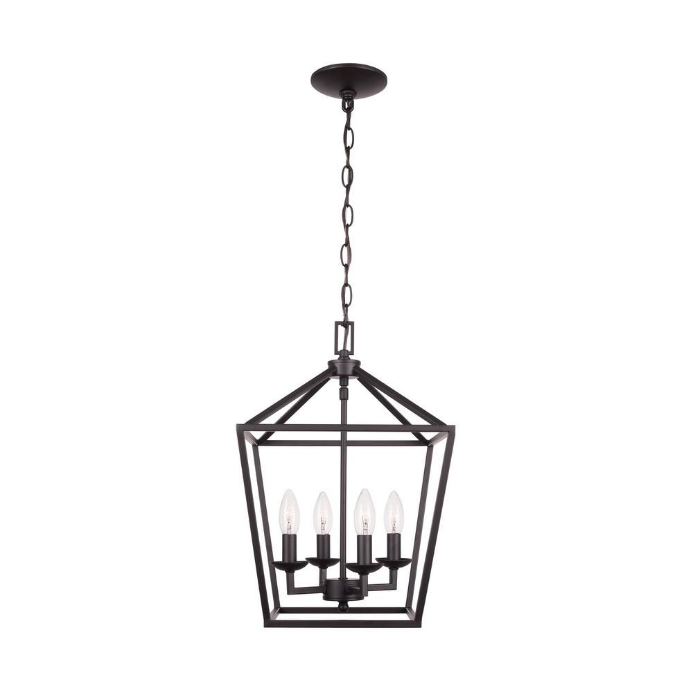Home Decorators Collection Weyburn 4- Light Bronze Caged Chandelier-46201 - The Home Depot | The Home Depot