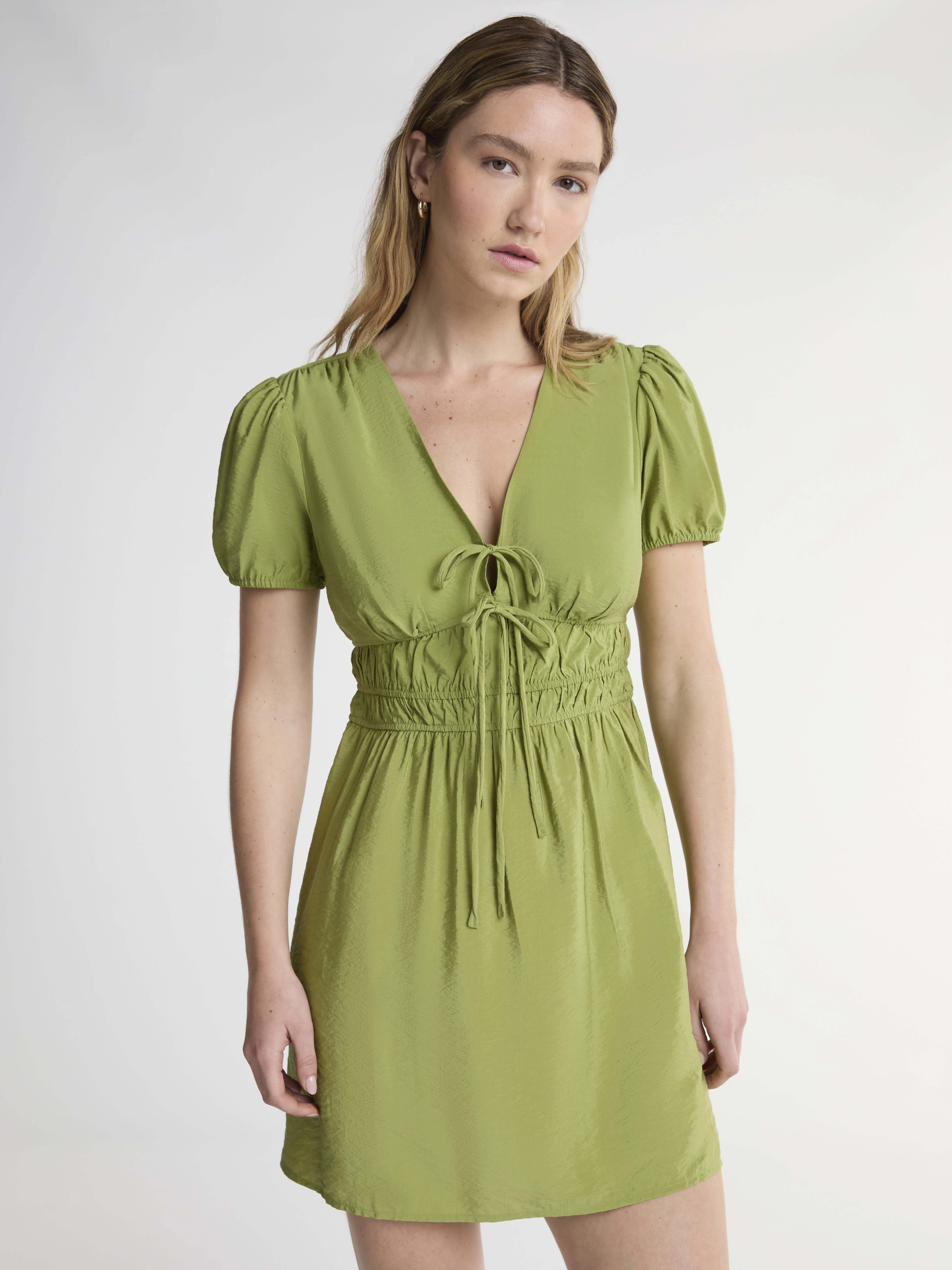 Scoop Women’s Mini Tie Dress with Puff Sleeves, Sizes XS-XXL | Walmart (US)