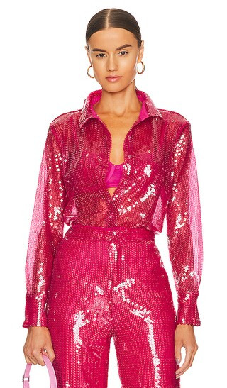 Wyatt Button Down Top in Hot Pink | Revolve Clothing (Global)