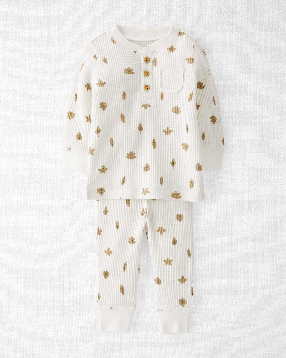 Ivory Baby Organic Cotton Leaf Print Waffle Knit Play Set | carters.com | Carter's