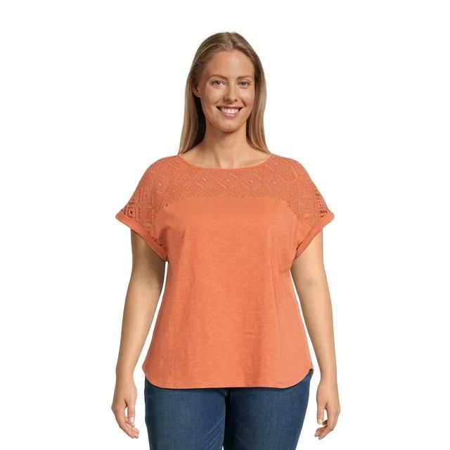 Terra and Sky Women's Plus Size Crochet Tee | Walmart (US)