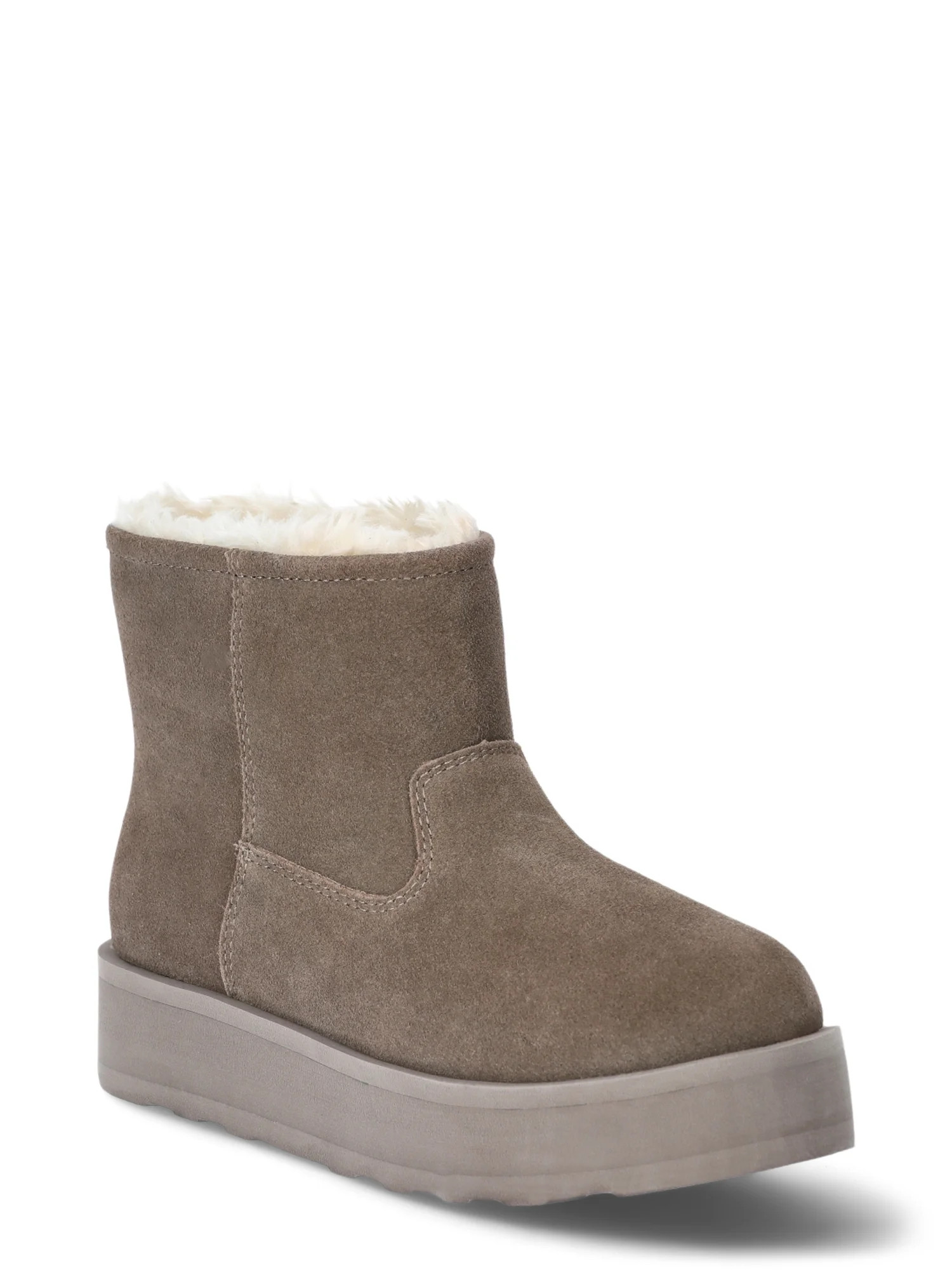 Time and Tru Women's Genuine Suede Platform Cozy Boots | Walmart (US)