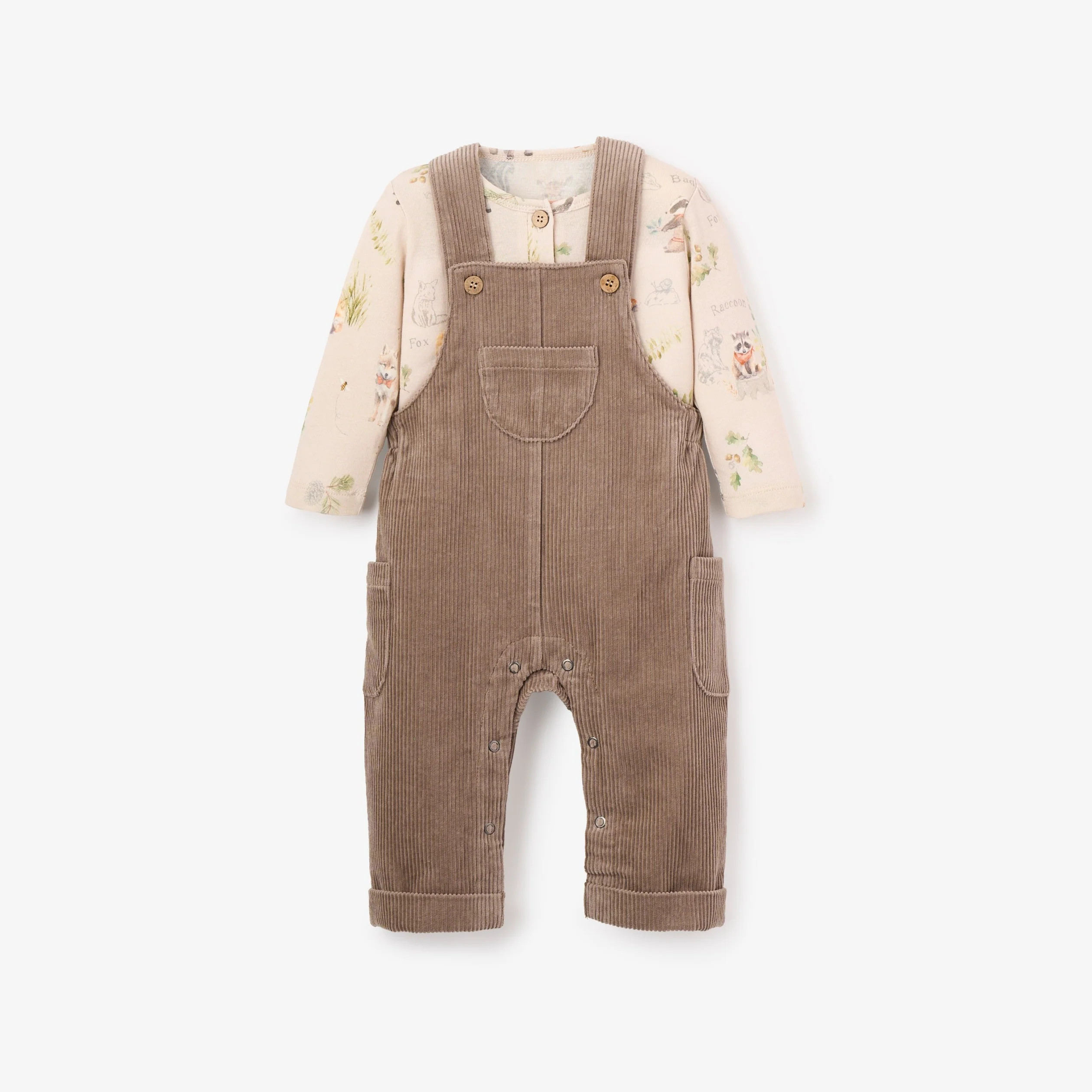 Wilderness Henley + Corduroy Overall Set | Elegant Baby