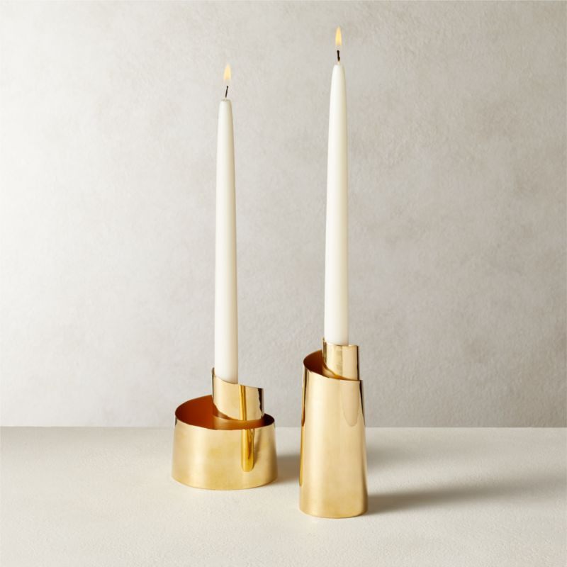 Zuma Brass Taper Candle Holders | CB2 | CB2