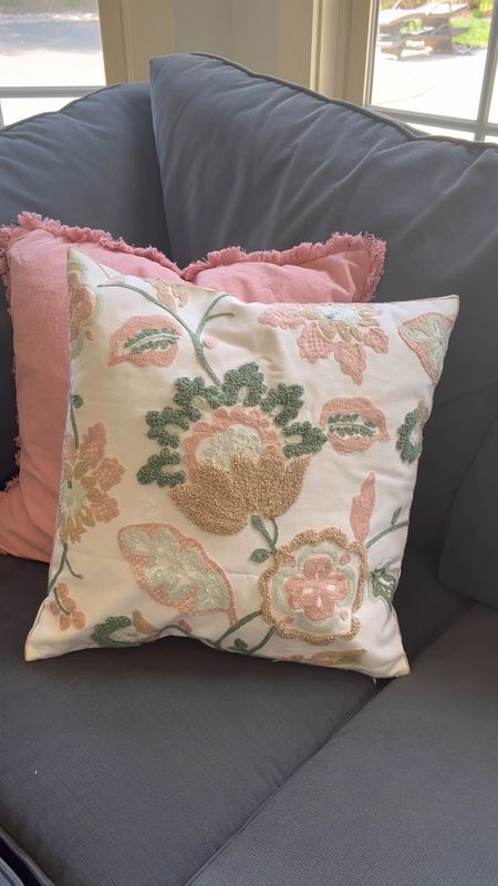 Spring is in the air. Refresh your living spaces with these easy pillow covers. Embroidered. Easy way to update your home for each season. Lovely blush, green and tan colors. Flowers and frills  

#LTKhome #LTKfindsunder50 #LTKSeasonal