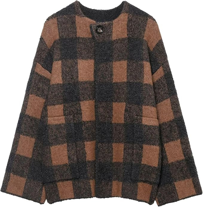 Chevara Women’s Plaid Cardigan Sweater Vintage Round Neck Long Sleeve Button Down Fall Winter K... | Amazon (US)