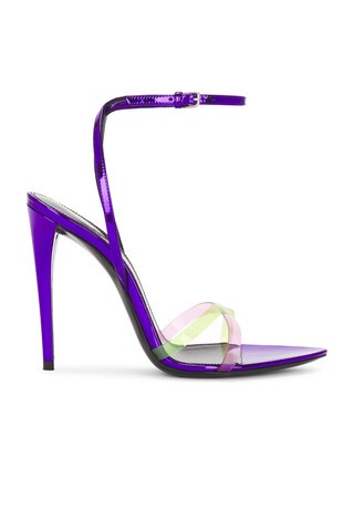 Saint Laurent Fever Sandal in Violet, Green, & Fuxia | FWRD | FWRD 