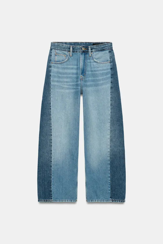 ZW COLLECTION ANKLE RELAXED JEANS MIT MITTELHOHEM BUND UND PATCHWORK | Zara DE
