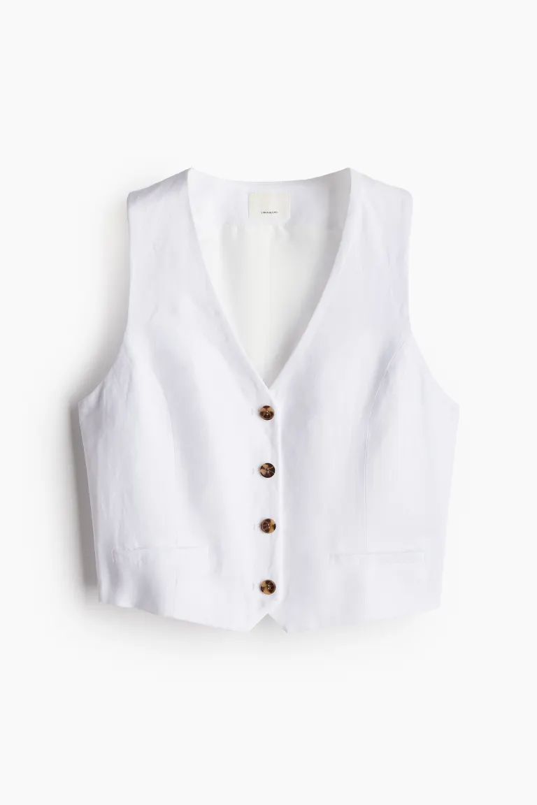 Suit Vest - V-neck - Short - White - Ladies | H&M US | H&M (US + CA)