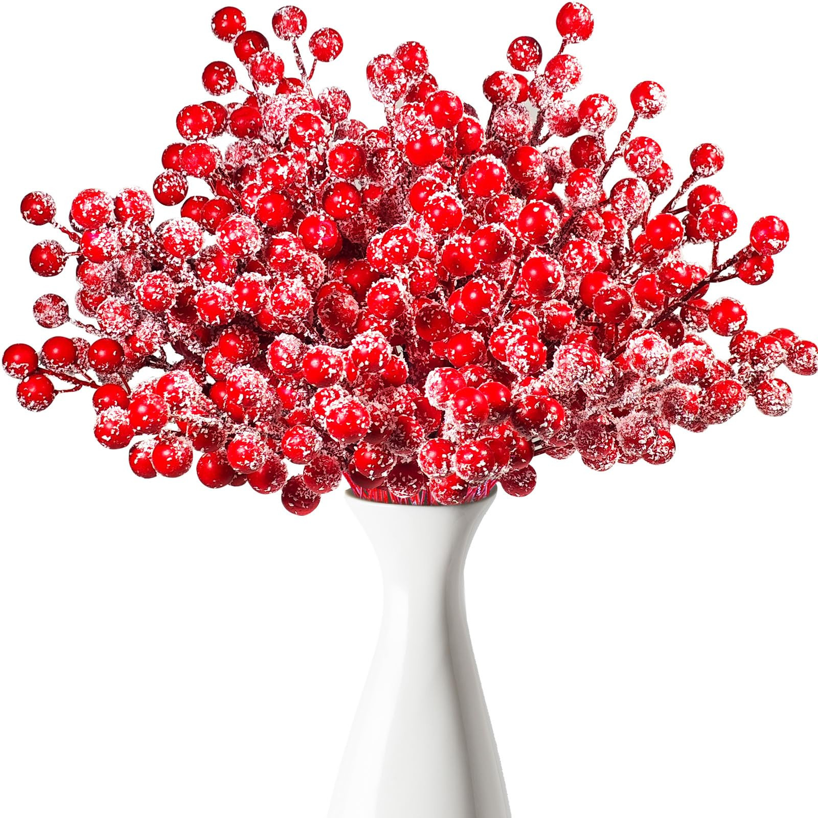 50 Pcs Holly Stems, 8.7" Snow Sprays Artificial Red Berry Stems, Holly Berry Picks for Christmas ... | Amazon (US)