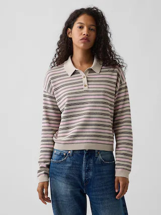 100% Cotton Relaxed Polo Sweater | Gap (US)