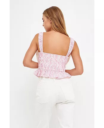 English Factory Women's Contrast Bow Striped Top - Macy's | Macy's