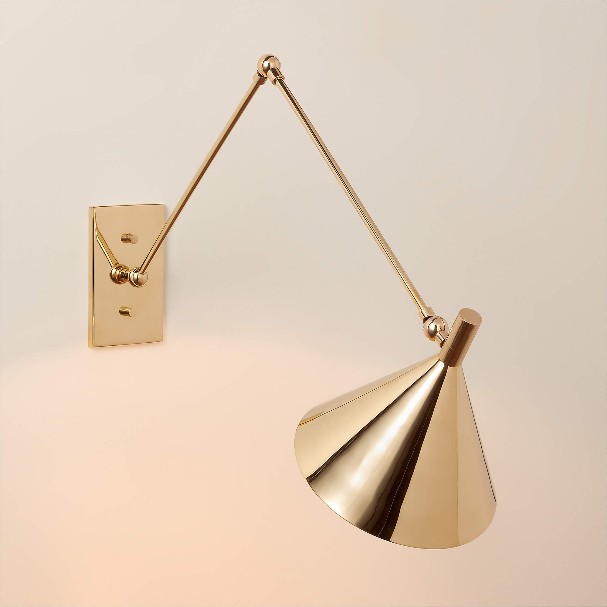 Leda Modern Polished Nickel Swing Arm Wall Sconce + Reviews | CB2 | CB2