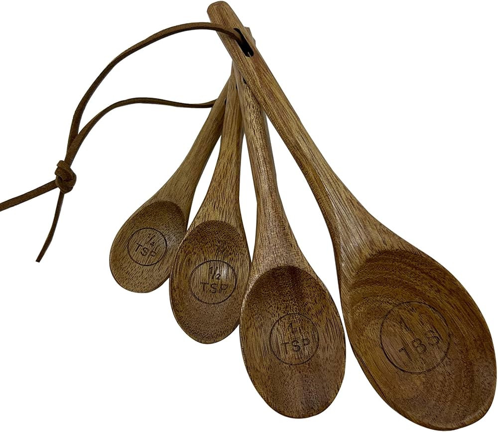 Wooden Spoons Set 4 PACK,Acacia Measuring Spoons Cups Baking Utensil,Kitchen Cooking Tools Tables... | Amazon (US)