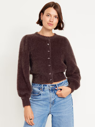 Cropped Eyelash Cardigan Sweater | Old Navy (US)