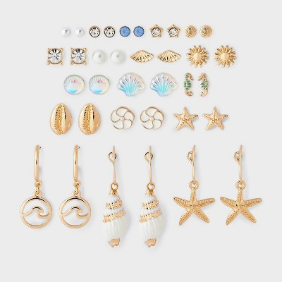 Seashell Earring 18pc Set - Wild Fable™ Gold | Target