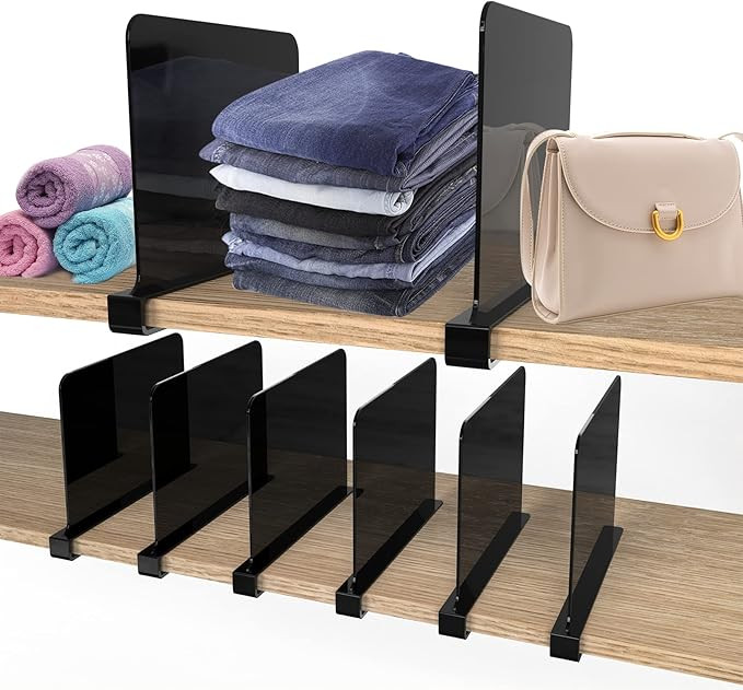 8pcs Acrylic Shelf Dividers, Closets Shelf and Closet Separator for Organization in Bedroom, Kitc... | Amazon (US)