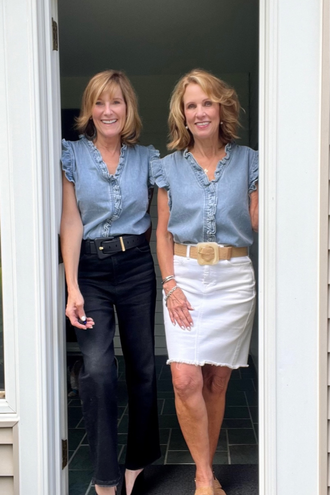 Love our new Maria tops!!! No question we both love denim and this top with its ruffle detail and great fit was a no brainer… price was right too!  Runs true to size!

#LTKunder100 #LTKFind #LTKSeasonal