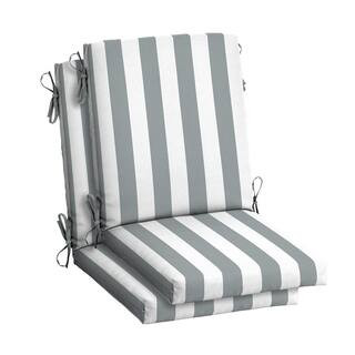 ARDEN 20 in. x 20 in. Stone Grey Cabana Stripe High Back Outdoor Dining Chair Cushion (2-Pack) ZM... | The Home Depot