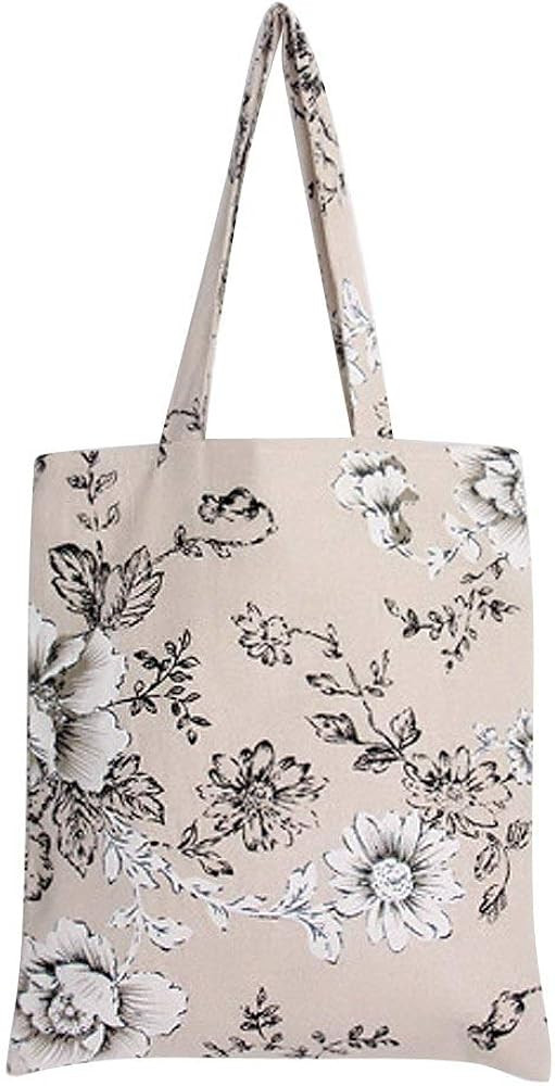 Caixia Women's Cotton Daisy Floral Canvas Tote Shopping Bag Light Brown | Amazon (US)