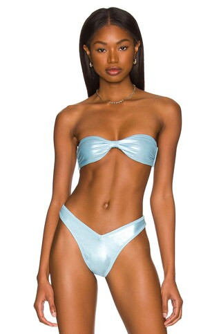 VDM Billie Bandeau Bikini Top in Shimmer Baby Blue from Revolve.com | Revolve Clothing (Global)