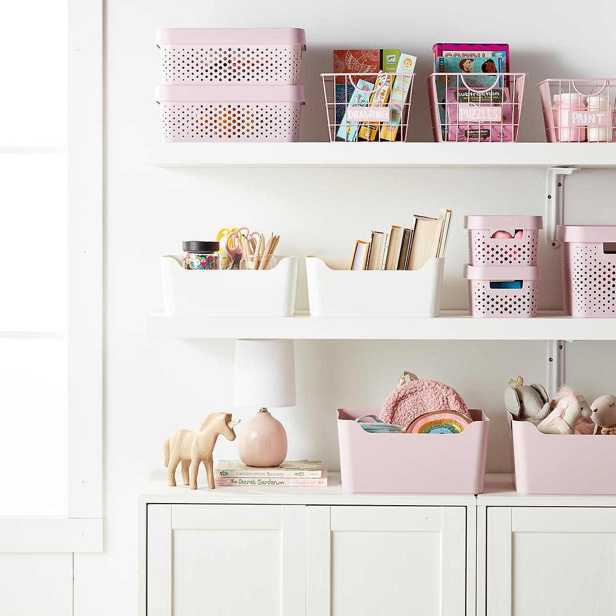 Curver Soft Pink Infinity Plastic Storage Boxes with Lids | The Container Store