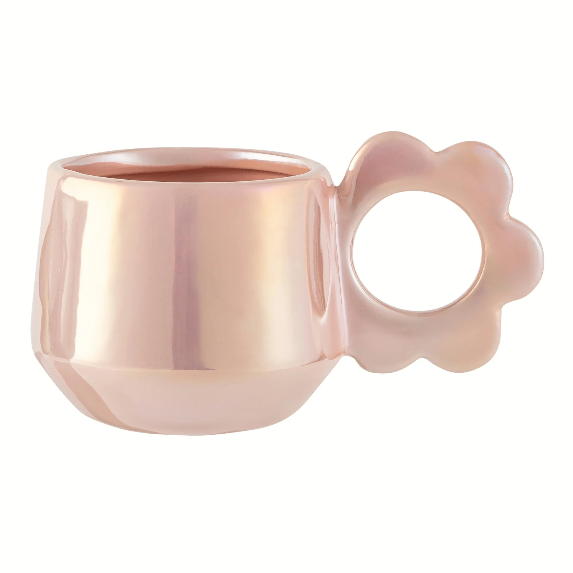 Thyme & Table Pink Pearl Mug with Flower Shaped Handle 13.5 fl oz, Stoneware | Walmart (US)