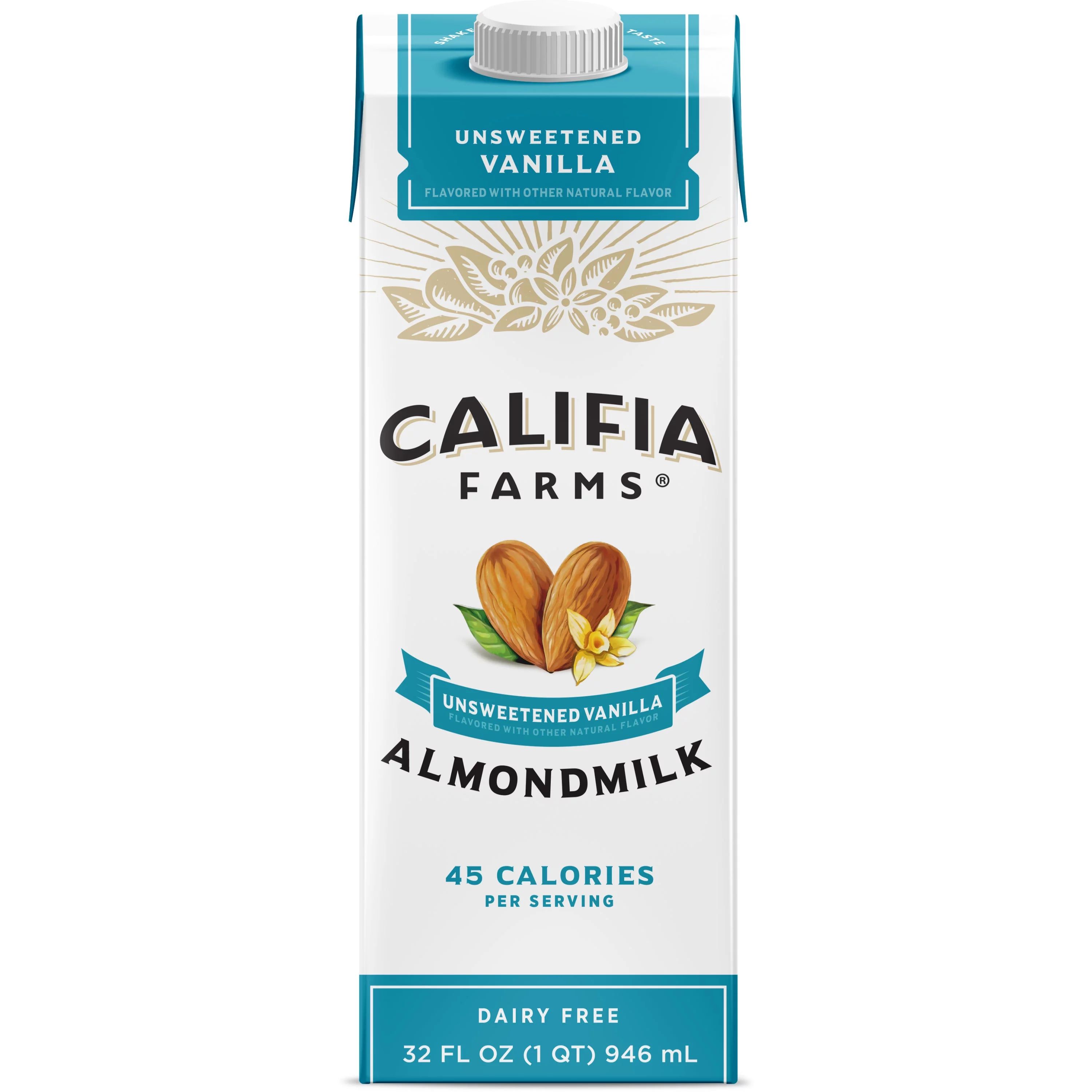 Califia Farms Unsweetened Vanilla Almond Milk 32 Fluid Ounces - Walmart.com | Walmart (US)