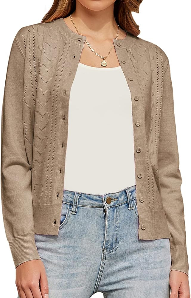 GRACE KARIN Women's Classic Long Sleeve Knit Cardigan Sweaters Casual Open Front Button Down Car... | Amazon (US)