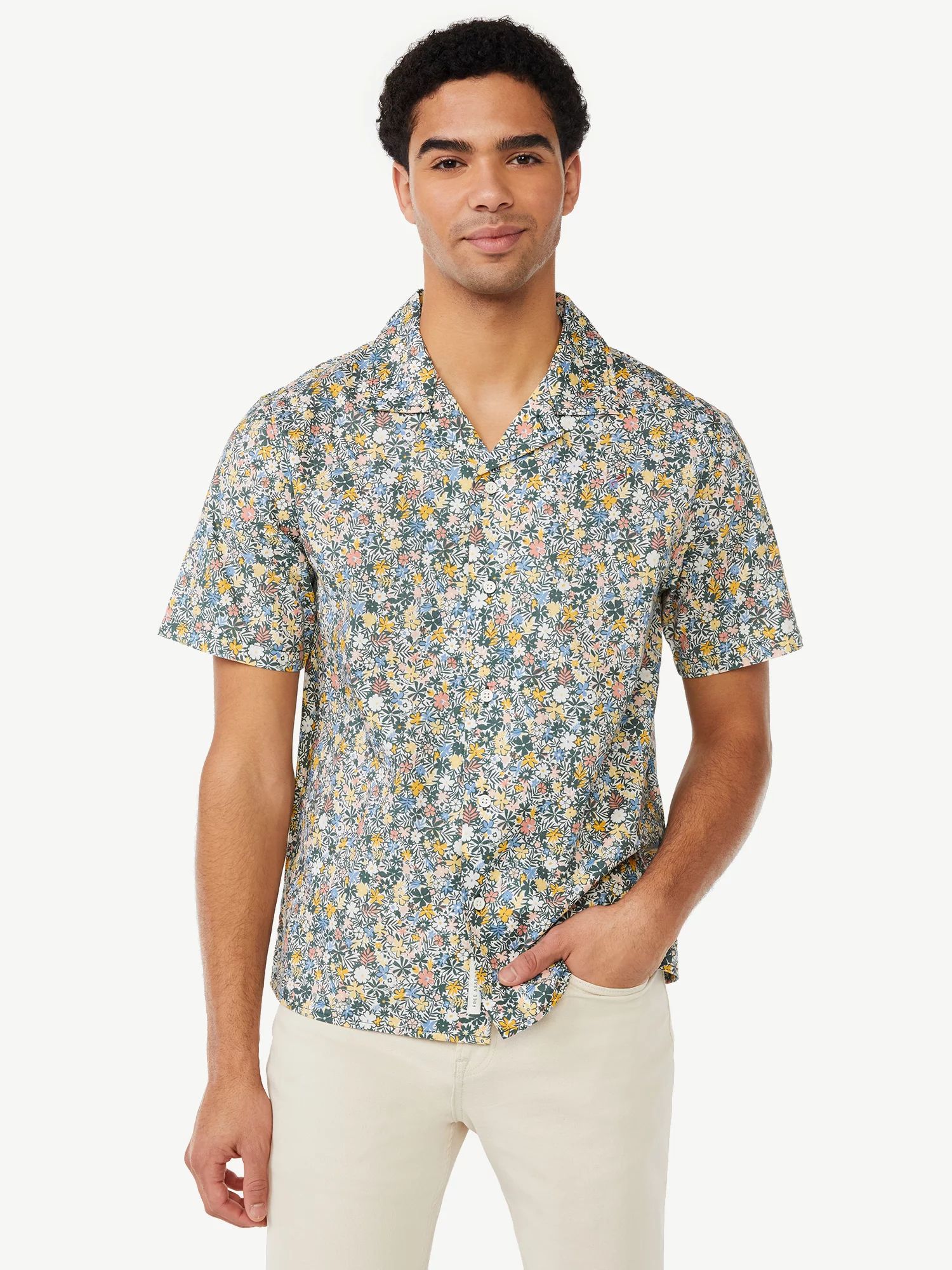 Free Assembly Men's Camp Shirt with Short Sleeves | Walmart (US)