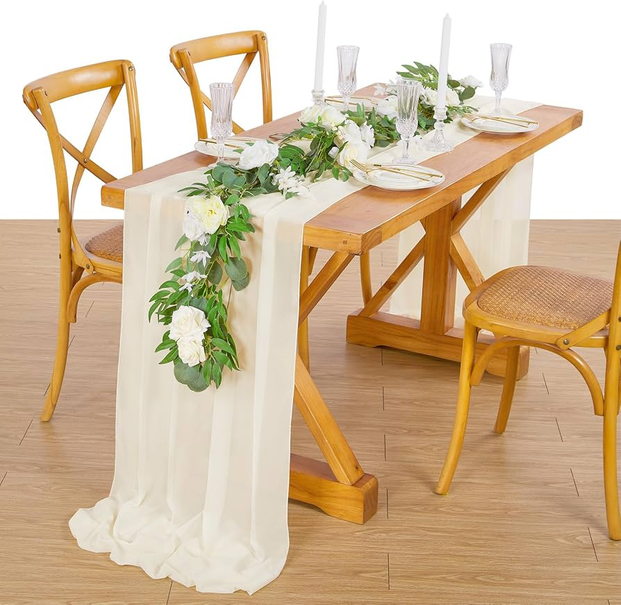 Beige Table Runner 10 Packs Chiffon Wedding Centerpiece Runners | Amazon (US)