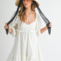 White Eyelet Lace Midi Dress | Evercado