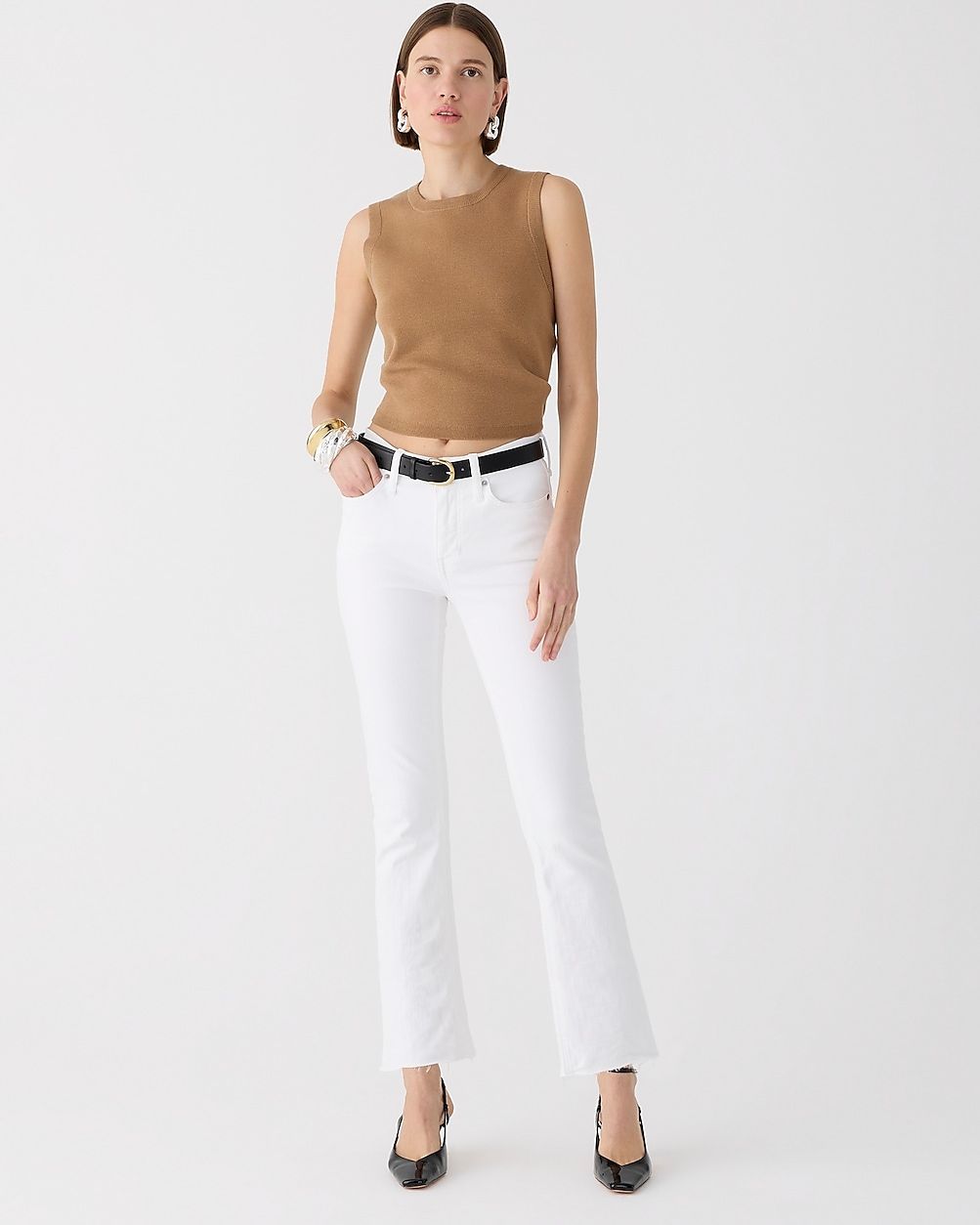 Tall 9" demi-boot crop jean in white wash | J. Crew US