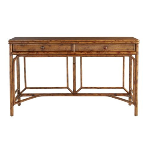 Newberry Desk with Hand Finished Rattan & Wood, Soft Close Drawers | Ballard Designs, Inc.
