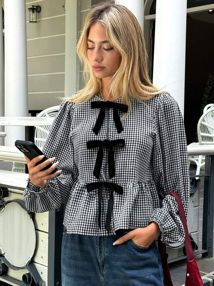 Ladies gingham top | SHEIN