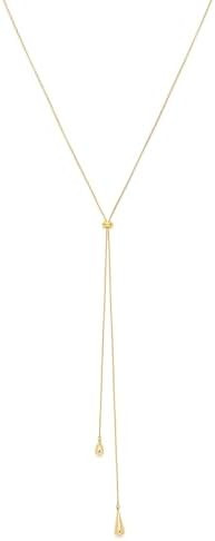 Lariat Necklace for Women Dainty Long Necklaces 14K Gold Plated Knot Drop Y Chain Simple Adjustab... | Amazon (US)