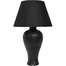 Simple Designs LT2004-BLK Textured Stucco Curvy Ceramic Table Desk Lamp with Matching Fabric Shad... | Amazon (US)