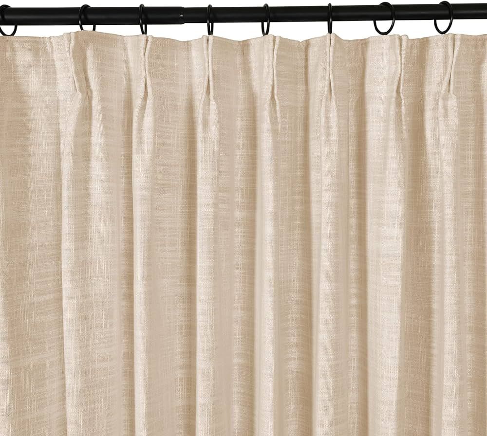 TWOPAGES Pinch Pleated Curtain 102 Inches Long Sand Beige Linen Blend Light Filtering Room Darken... | Amazon (US)