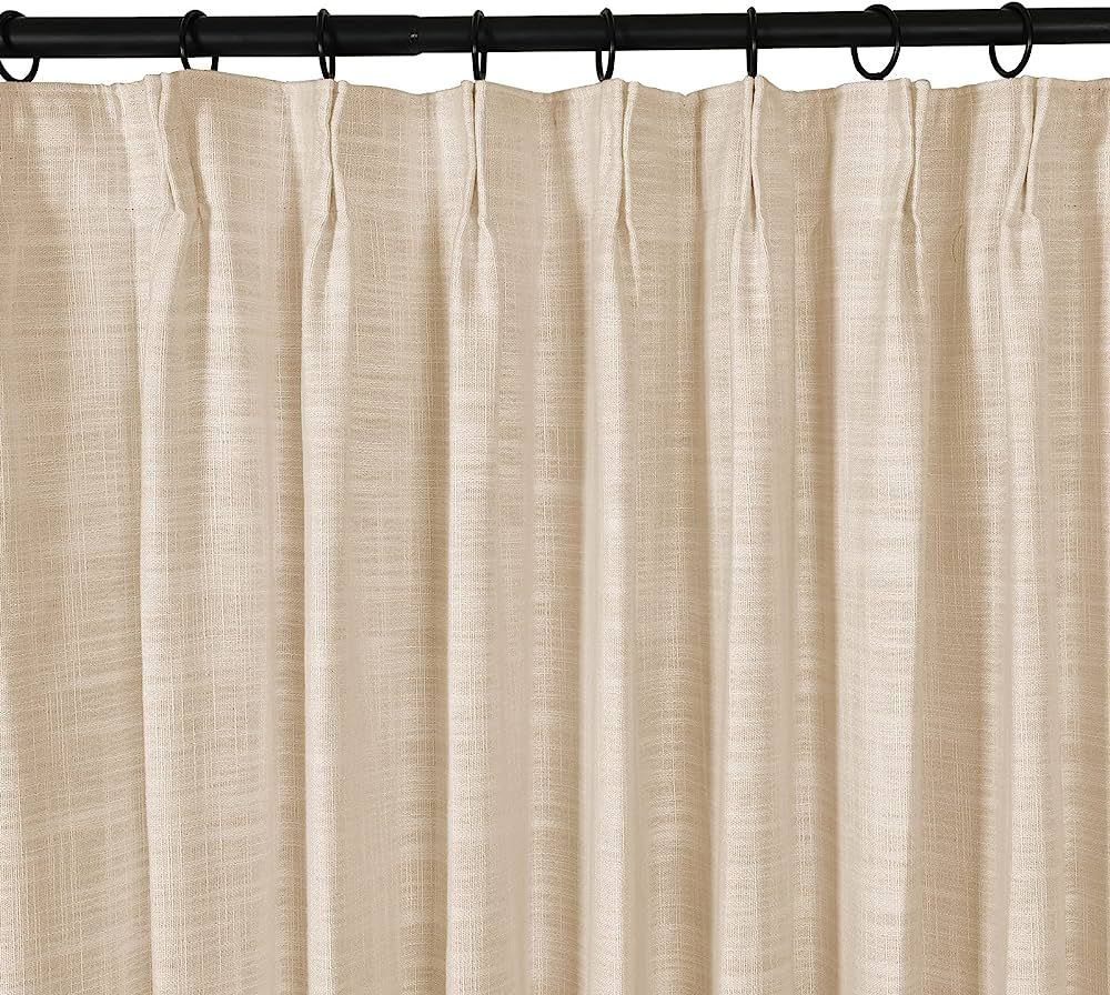 TWOPAGES Pinch Pleated Curtain 102 Inches Long Sand Beige Linen Blend Light Filtering Room Darken... | Amazon (US)