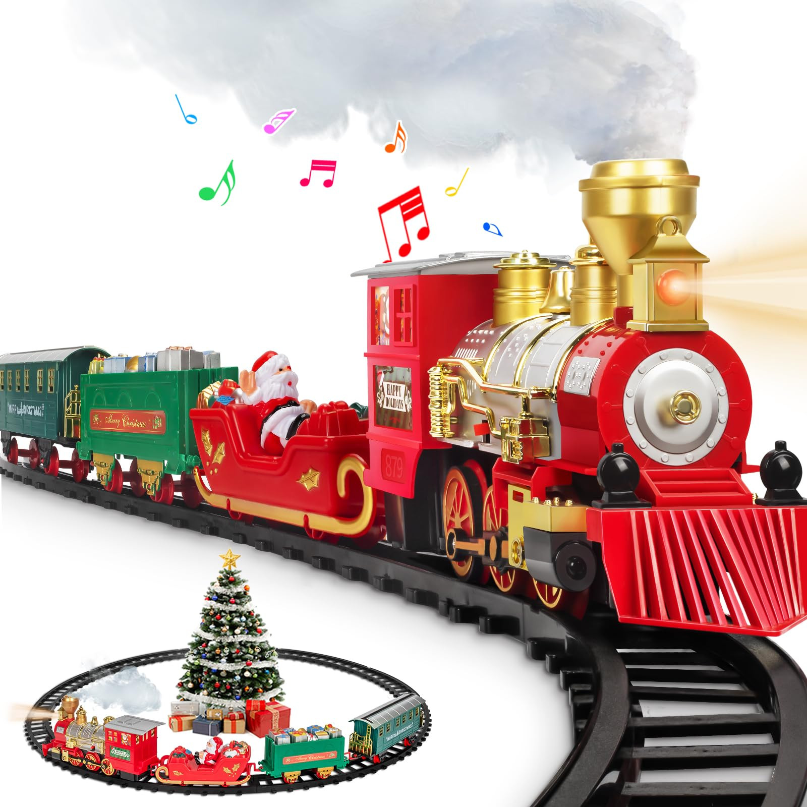 BainGesk Train Set, Christmas Train Set with Steam, Light and Sounds, Train Sets for Under Christ... | Amazon (US)