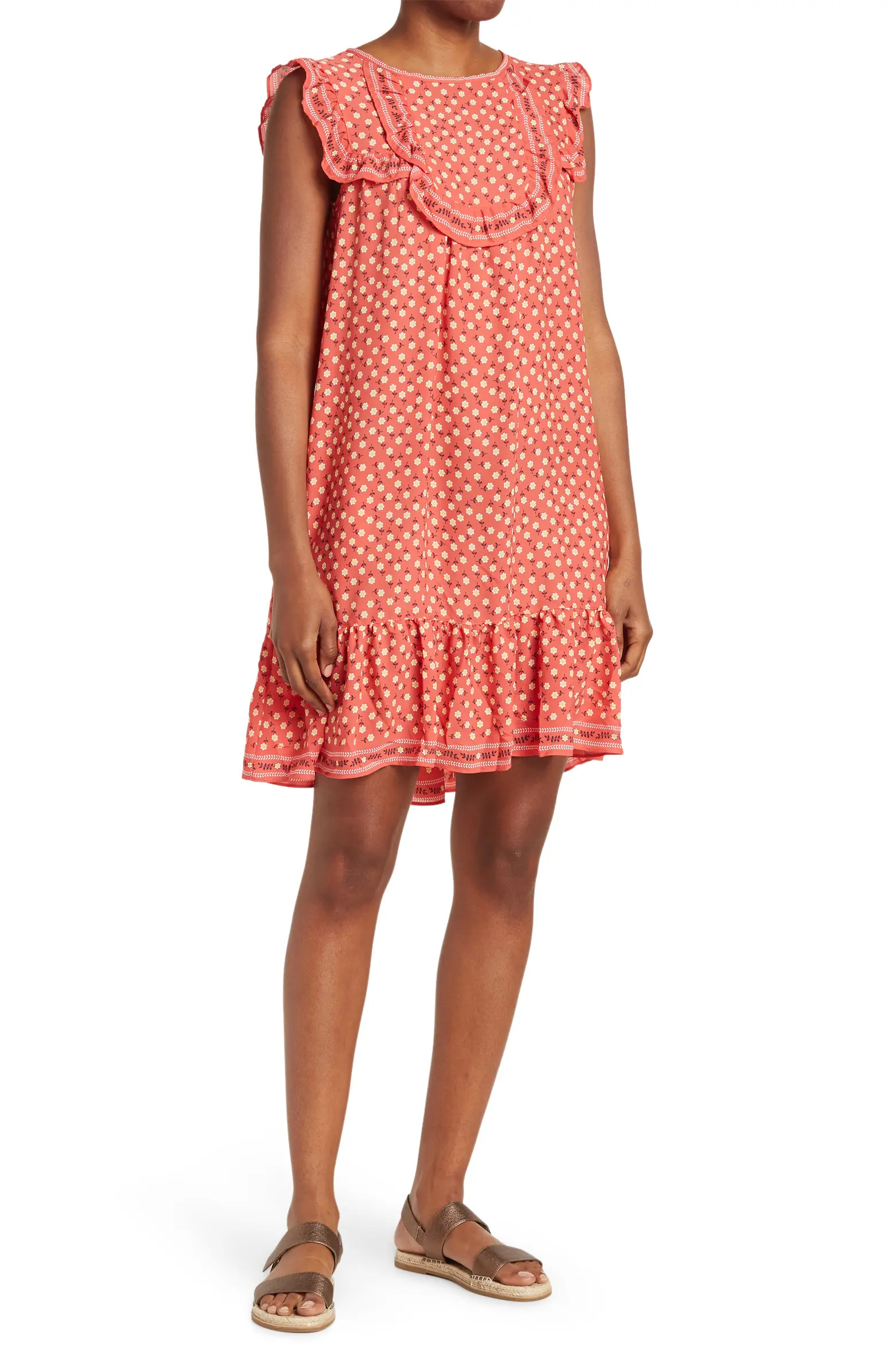 MAX STUDIO Sleeveless Printed Ruffle Dress | Nordstrom Rack